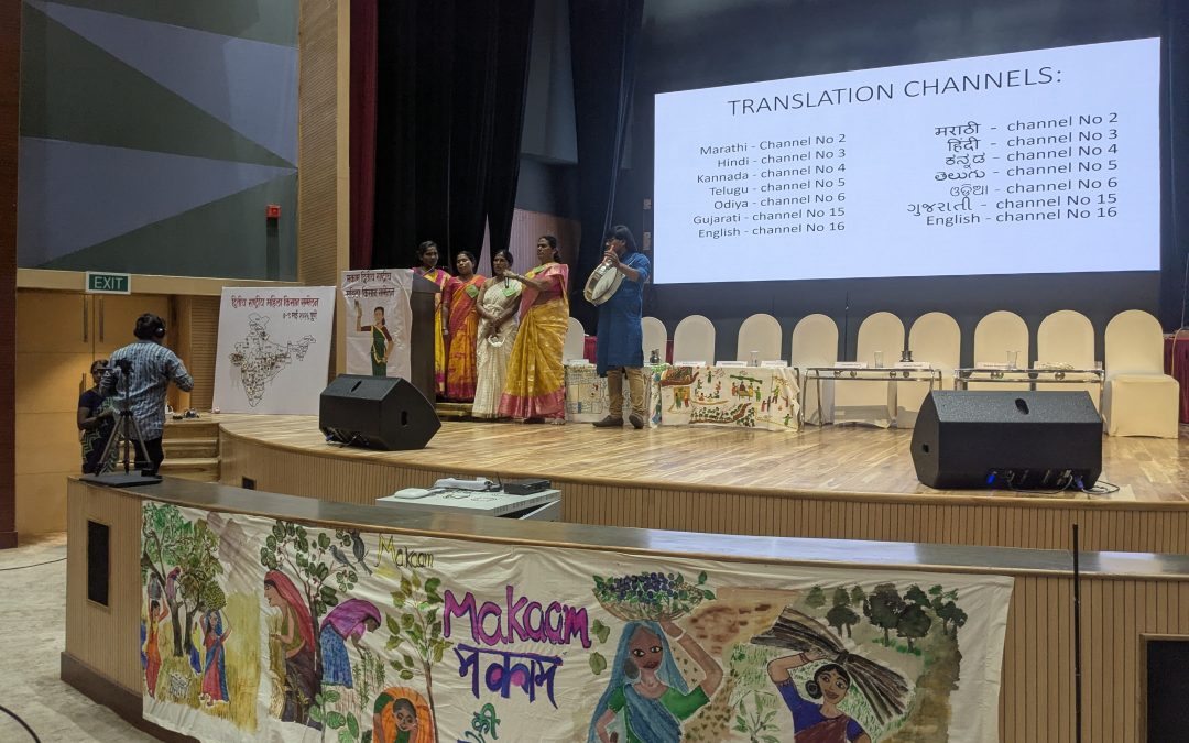 Sangham women participate in the Second National Women Farmer’s Convention organized by Mahila Kisam Aadhikar Manch (MAKAAM)